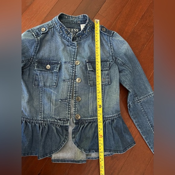 Guess Jeans Guess? Girls M 10/12 Denim Jacket hand decorated bling excellent - Picture 5 of 8
